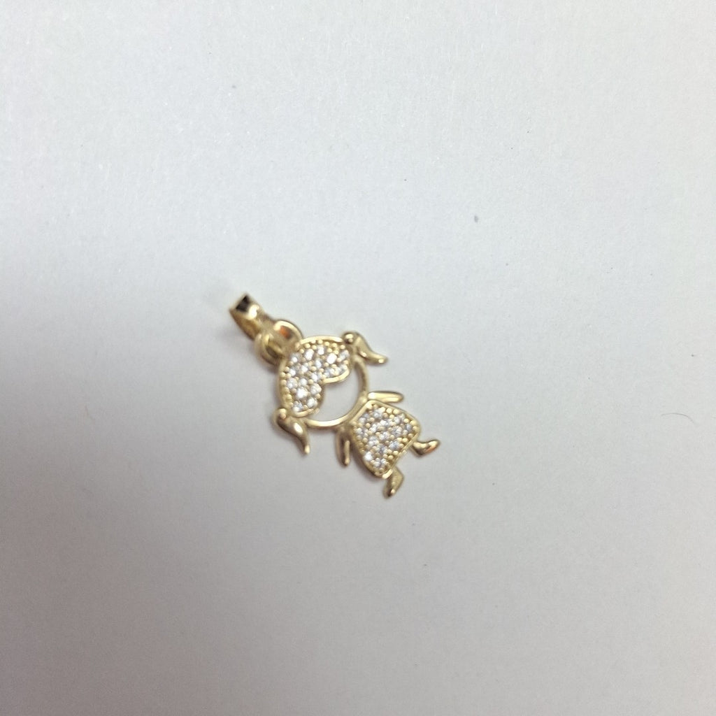 DIJE TEJIDO NIÑA CON CIRCONIAS 14K 0.9 GR (NUEVO)