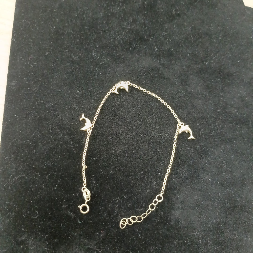 PULSERA ESPECIAL CON DIJES DELFINES 10K 18 CM 2 GR (NUEVO)