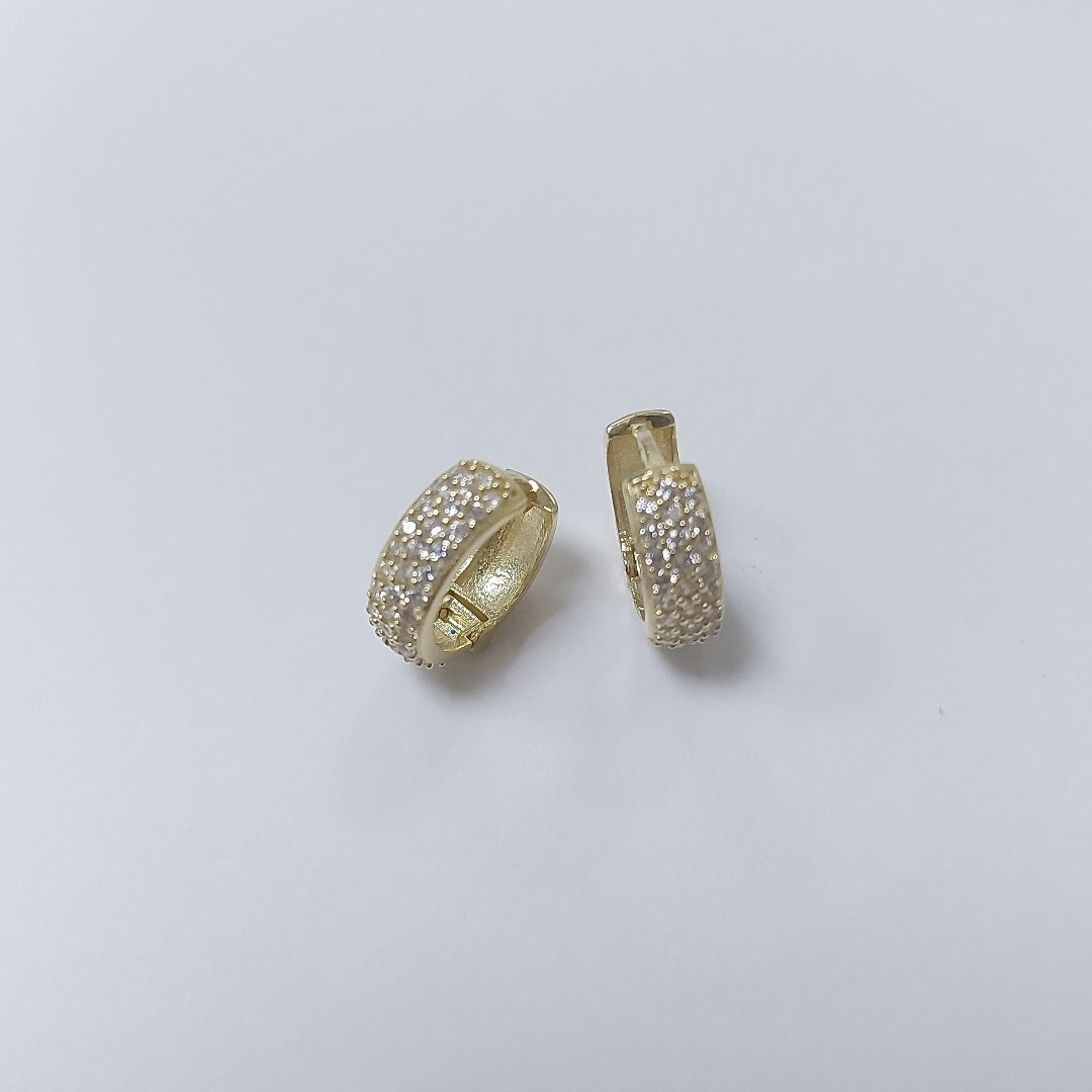 ARETES HUGGIE CON CIRCONIAS 14K 2.1 GR (NUEVO)