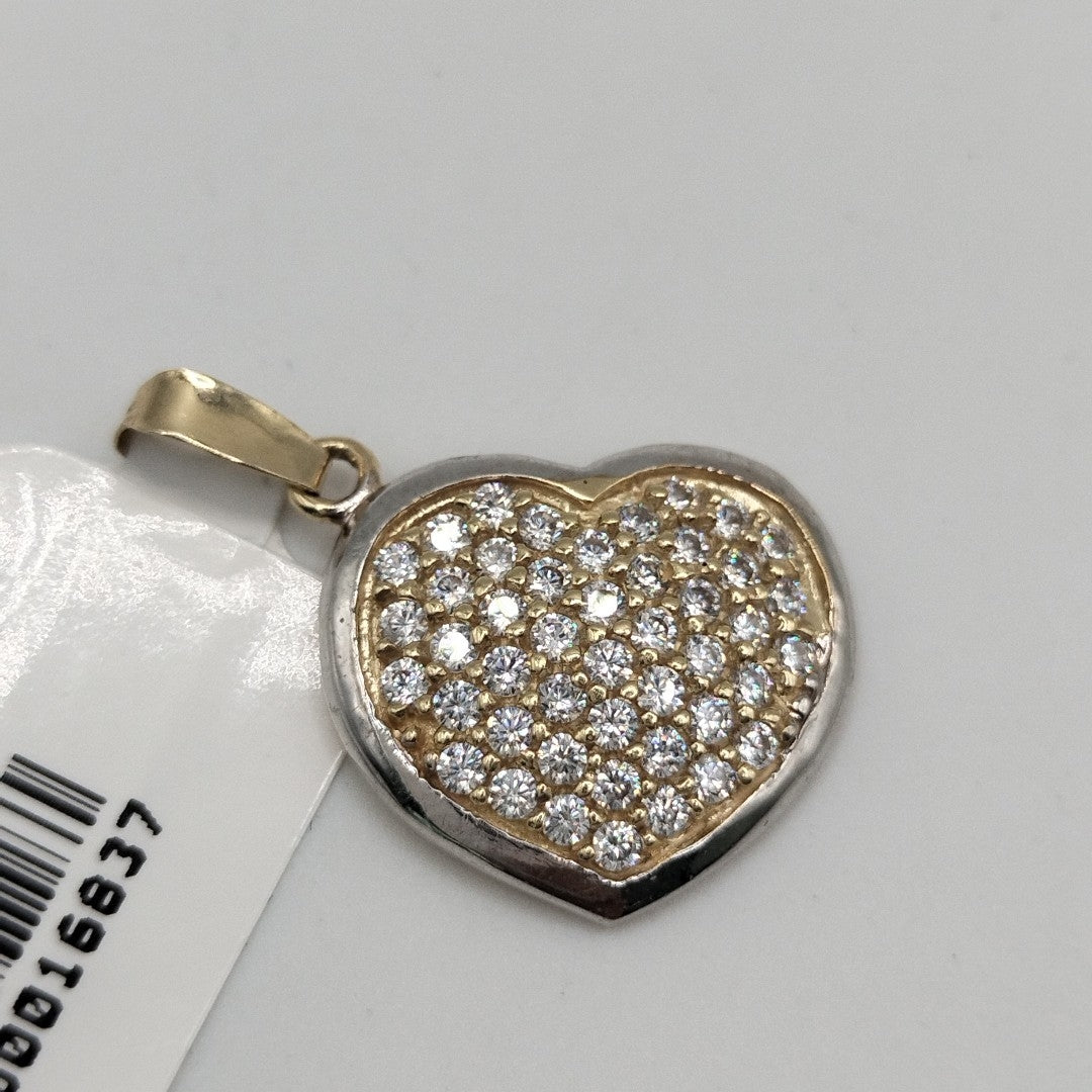 DIJE CORAZON CON CIRCONIAS 14K 1.8 GR (NUEVO)
