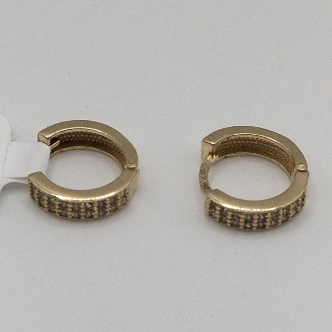 ARETES HUGGIES C CIRCONIAS 14K 2.2 GR (NUEVO)