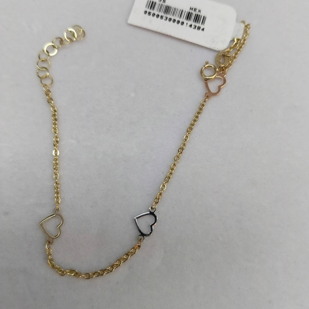 PULSERA ESPECIAL CON CORAZONES 10K 18 CM 1.2 GR (NUEVO)