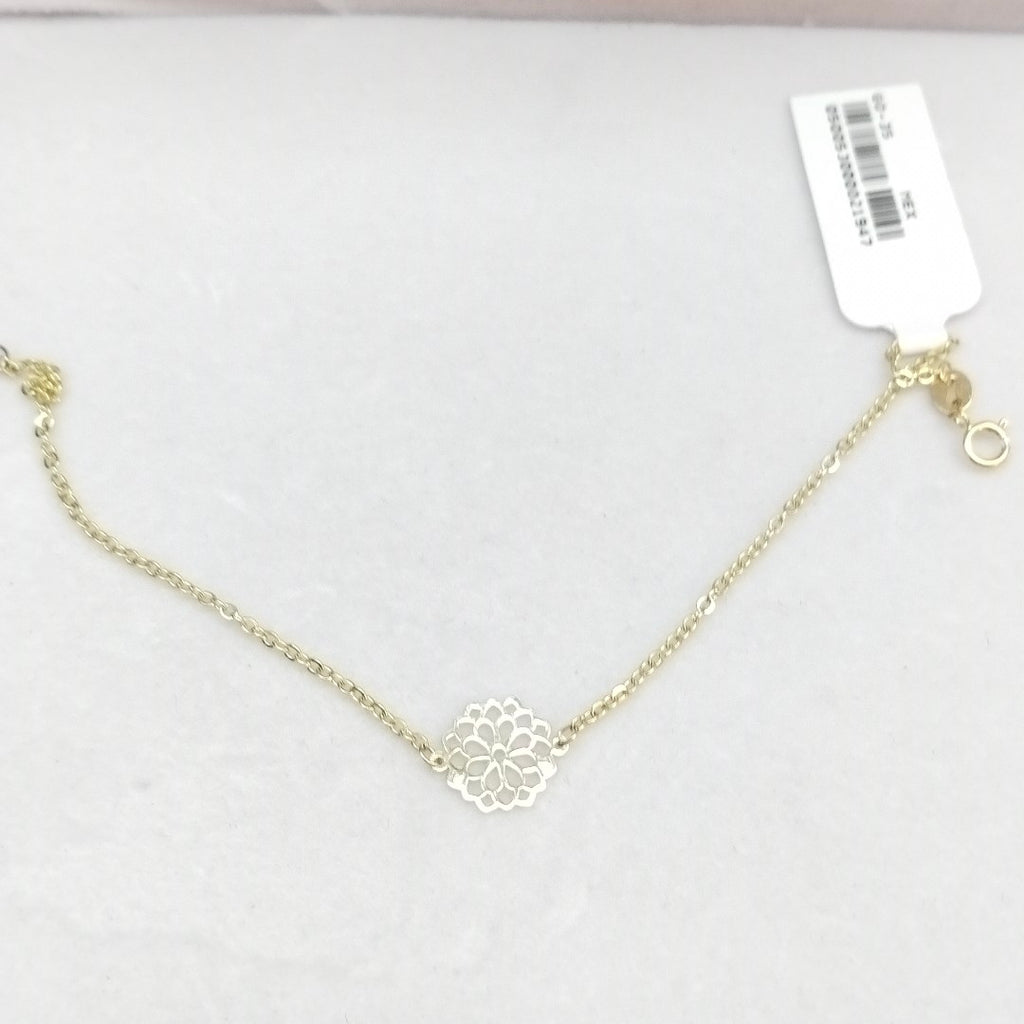 PULSERA TEJIDO ESPECIAL CON MANDALA 14K 18 CM 1.3 GR (NUEVO)