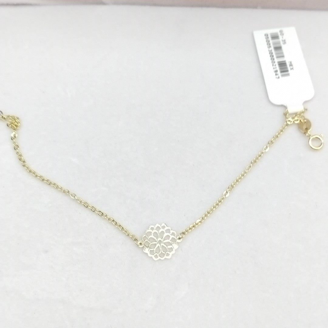PULSERA TEJIDO ESPECIAL CON MANDALA 14K 18 CM 1.3 GR (NUEVO)