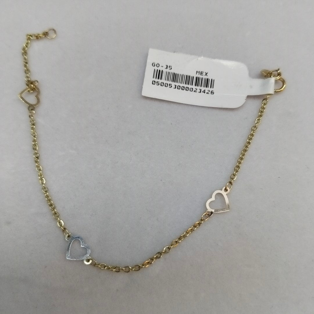 PULSERA TEJIDO ESPECIAL CON CORAZON 14K 18 CM 1.3 GR (NUEVO)