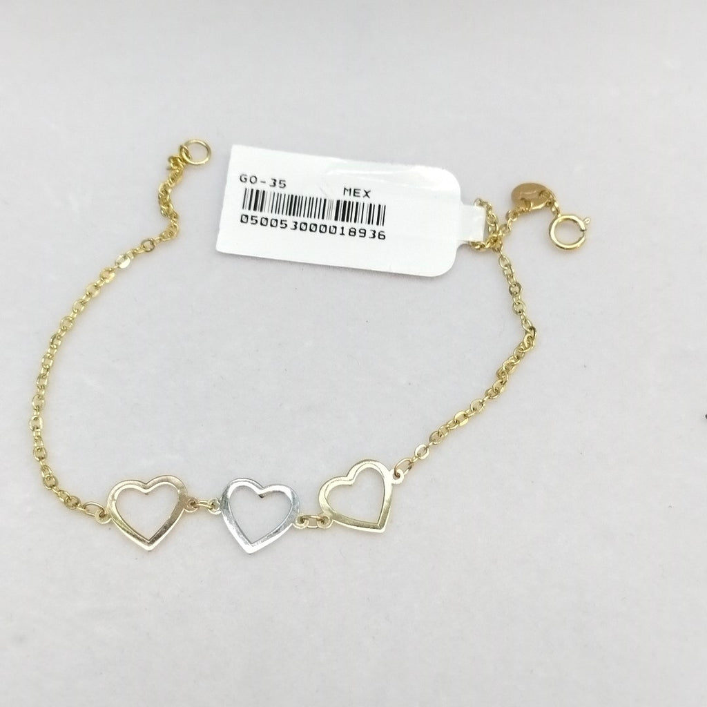 PULSERA ESPECIAL CON CORAZONES 14K 18 CM 1.4 GR (NUEVO)