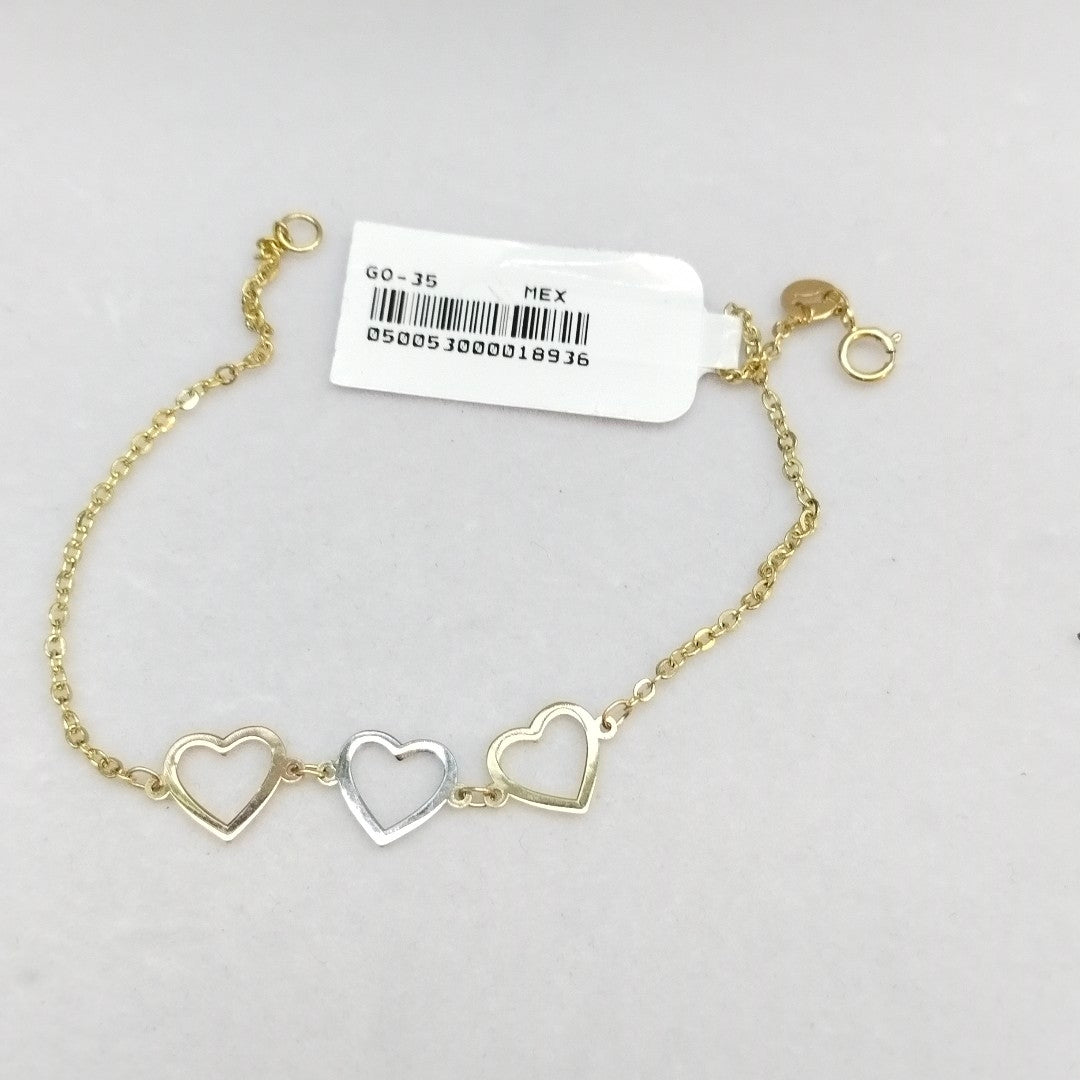 PULSERA ESPECIAL CON CORAZONES 14K 18 CM 1.4 GR (NUEVO)