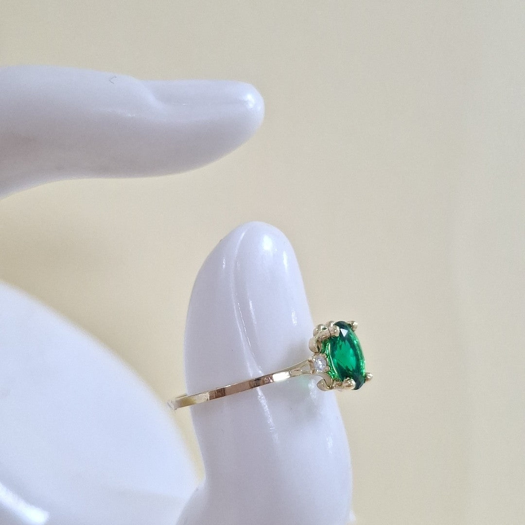 ANILLOS CON CIRCONIAS Y PIEDRA DE COLOR 14K TALLA 9 1.2 GR (NUEVO)