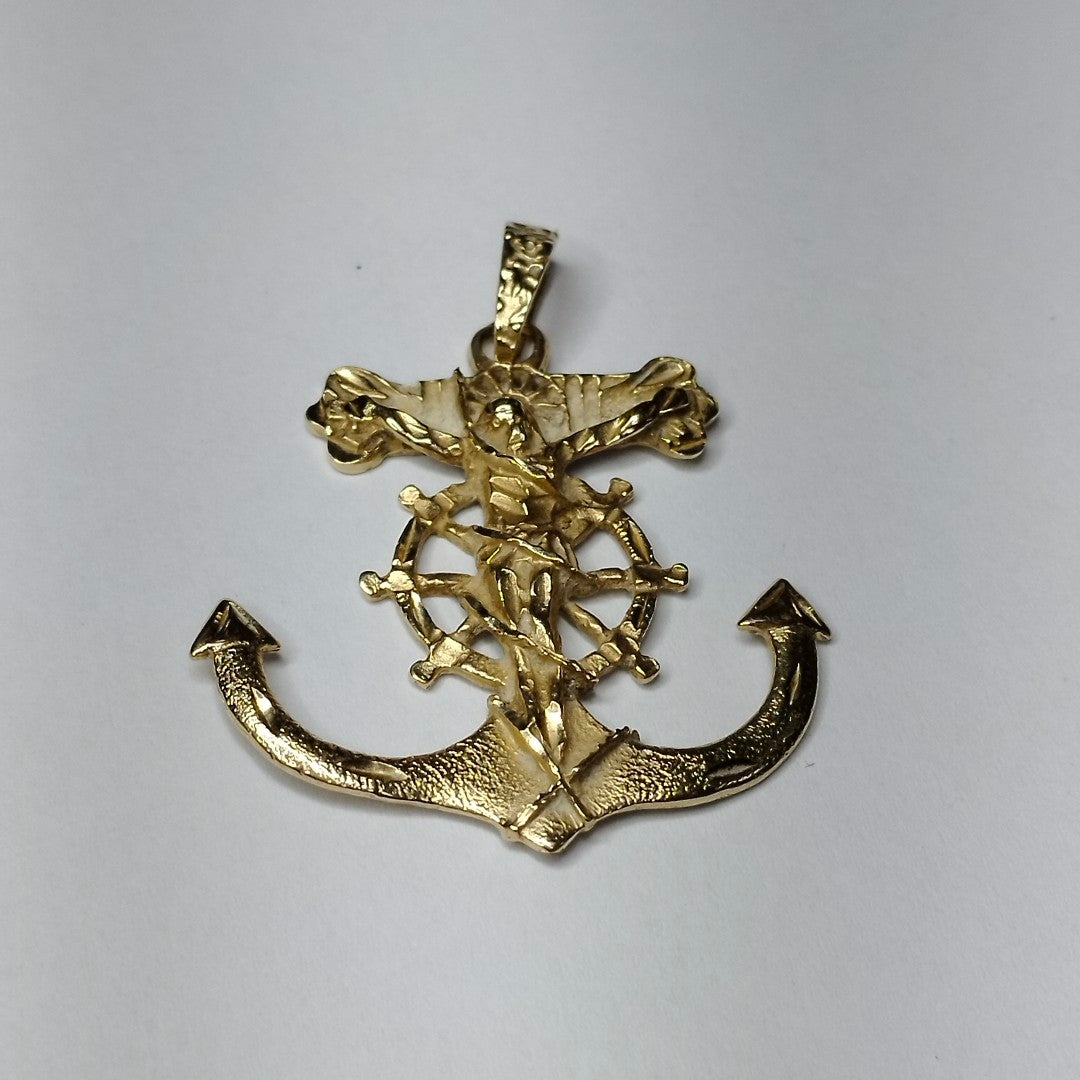 CRISTO EN ANCLA ORO 14 K 6,50 GRMS (SEMINUEVO)