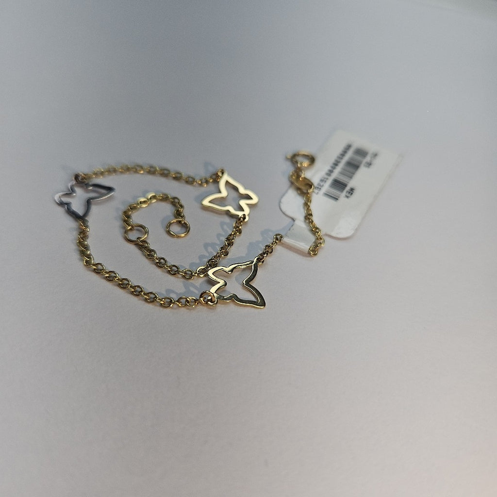 PULSERA ESPECIAL C MARIPOSAS 14K 18 CM 1.7 GR (NUEVO)