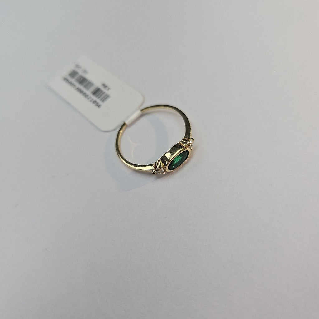 ANILLOS TEJIDO ANILLITO C CIRCONIAS Y PIEDRA VERDE 14K 7 1.1 GR (NUEVO)
