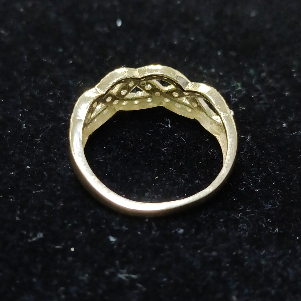 ANILLOS TRENZADO CON CIRCONIAS 14K TALLA 7 2.3 GR (NUEVO)
