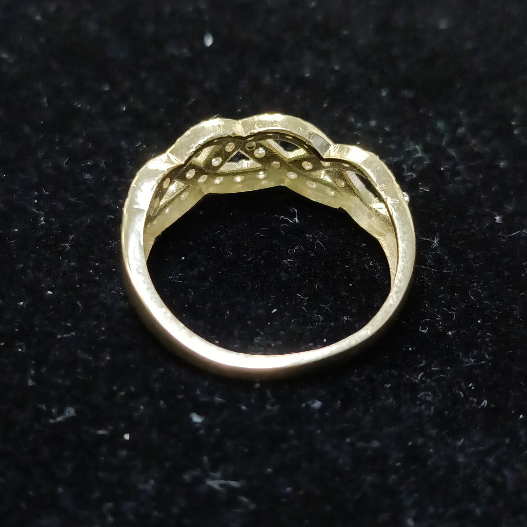 ANILLOS TRENZADO CON CIRCONIAS 14K TALLA 7 2.3 GR (NUEVO)