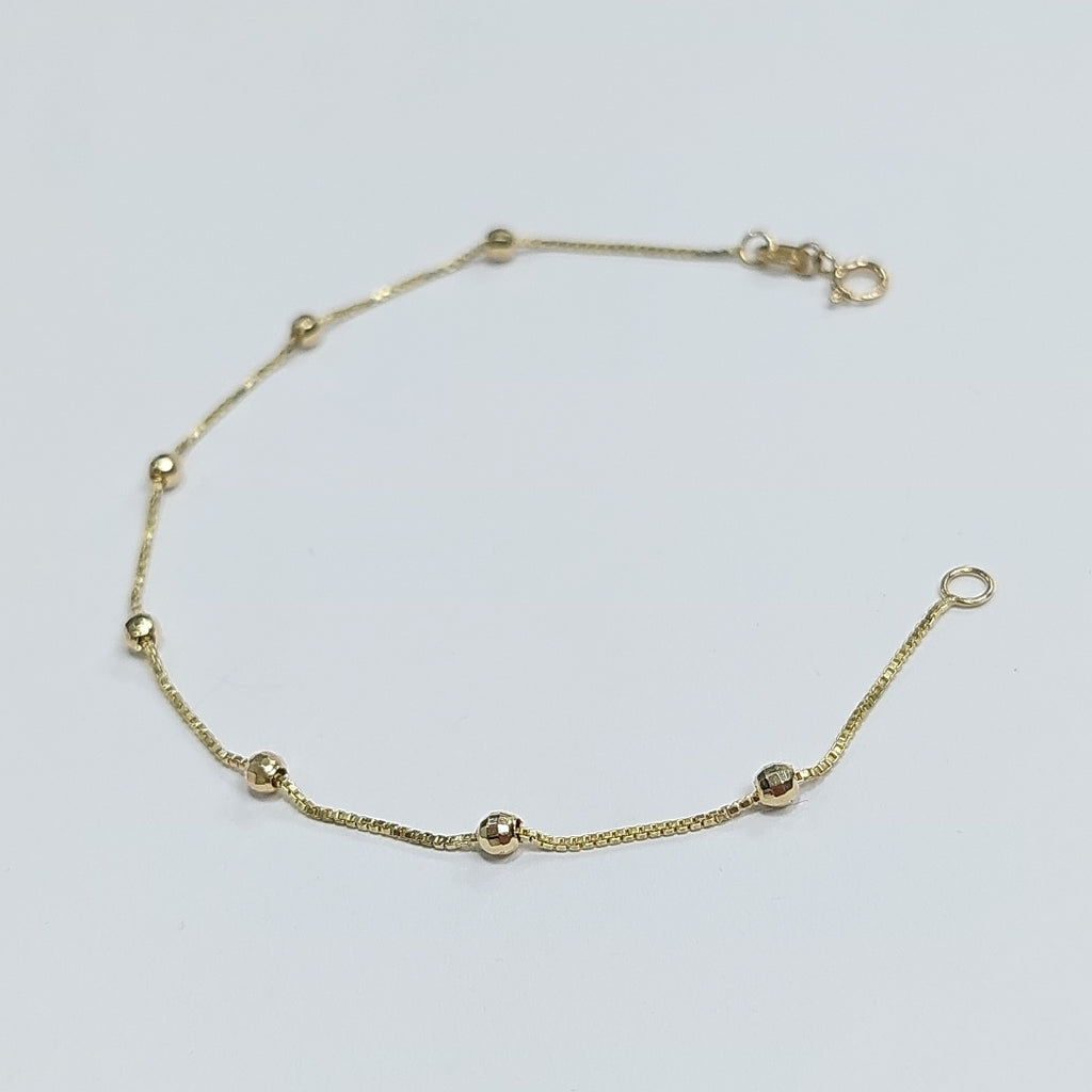 PULSERA ESPECIAL CON BOLITAS 14K 18 CM 1.4 GR (NUEVO)