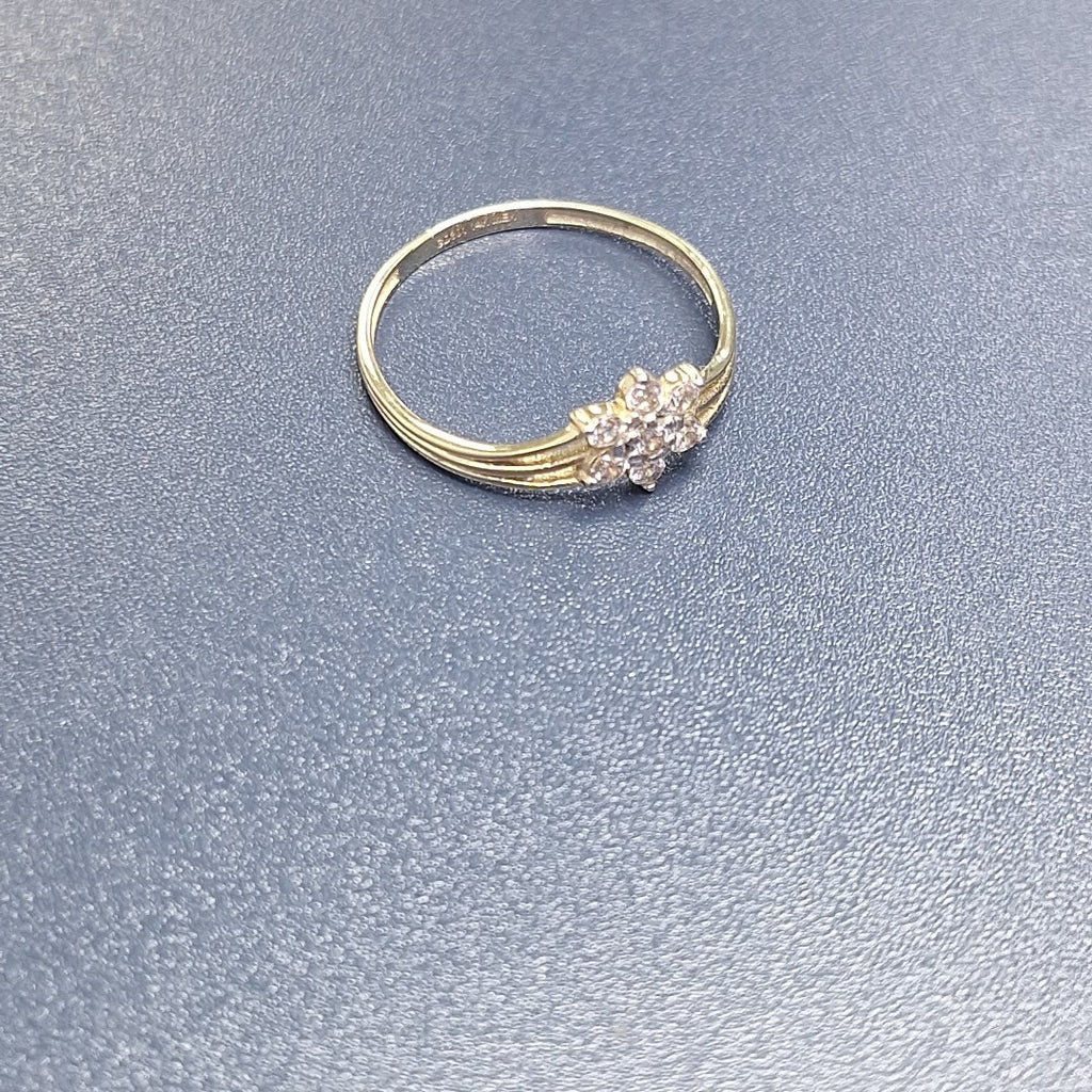 ANILLO ANILLITO FLOR C CIRCONIAS 14K 9 TALLA 1.4 GR (NUEVO)