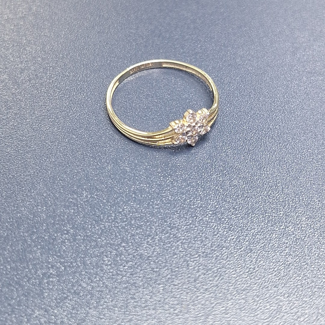 ANILLO ANILLITO FLOR C CIRCONIAS 14K 9 TALLA 1.4 GR (NUEVO)