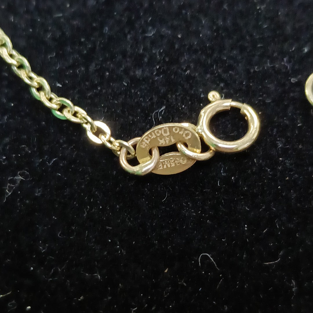 PULSERA TEJIDO ESPECIAL CON CORAZONES 14K 18 CM 1.6 GR (NUEVO)