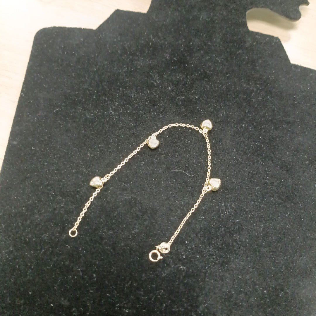 PULSERA ESP CON FIG CORAZONES 14K 18 CM 1.8 GR (NUEVO)