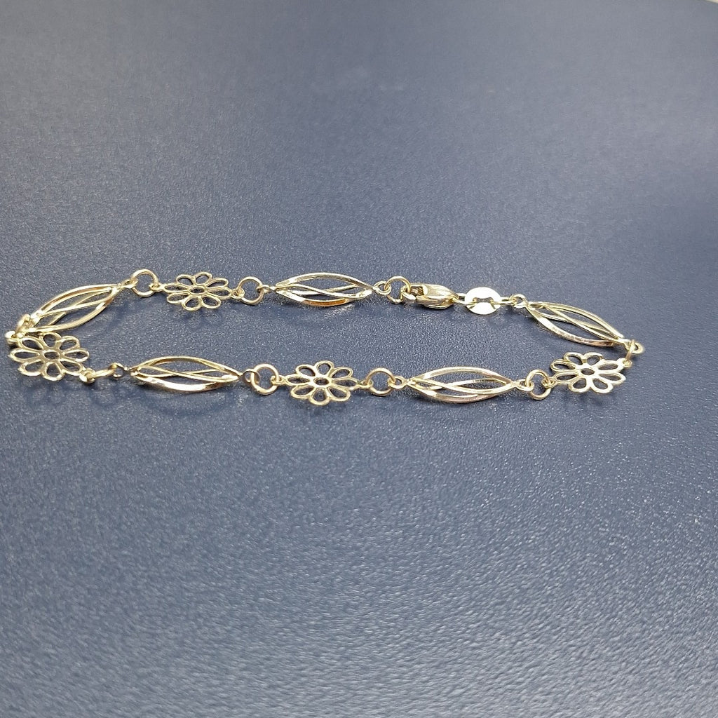 PULSERA ESPECIAL CON FLORES 14K 18 CM 2.7 GR (NUEVO)