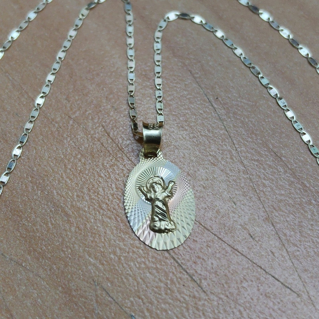 CADENA,MEDALLA RELIGIOSA ORO 10 K 1,10 GRMS (SEMINUEVO)