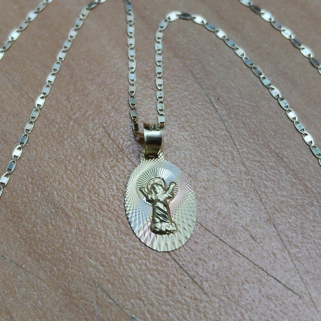 CADENA,MEDALLA RELIGIOSA ORO 10 K 1,10 GRMS (SEMINUEVO)