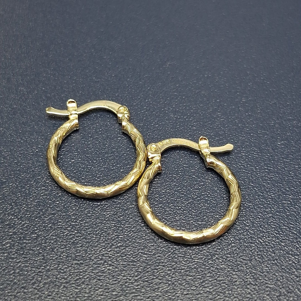 ARETES ARRACADAS TRENZADAS 14K 18 1.6 GR (NUEVO)