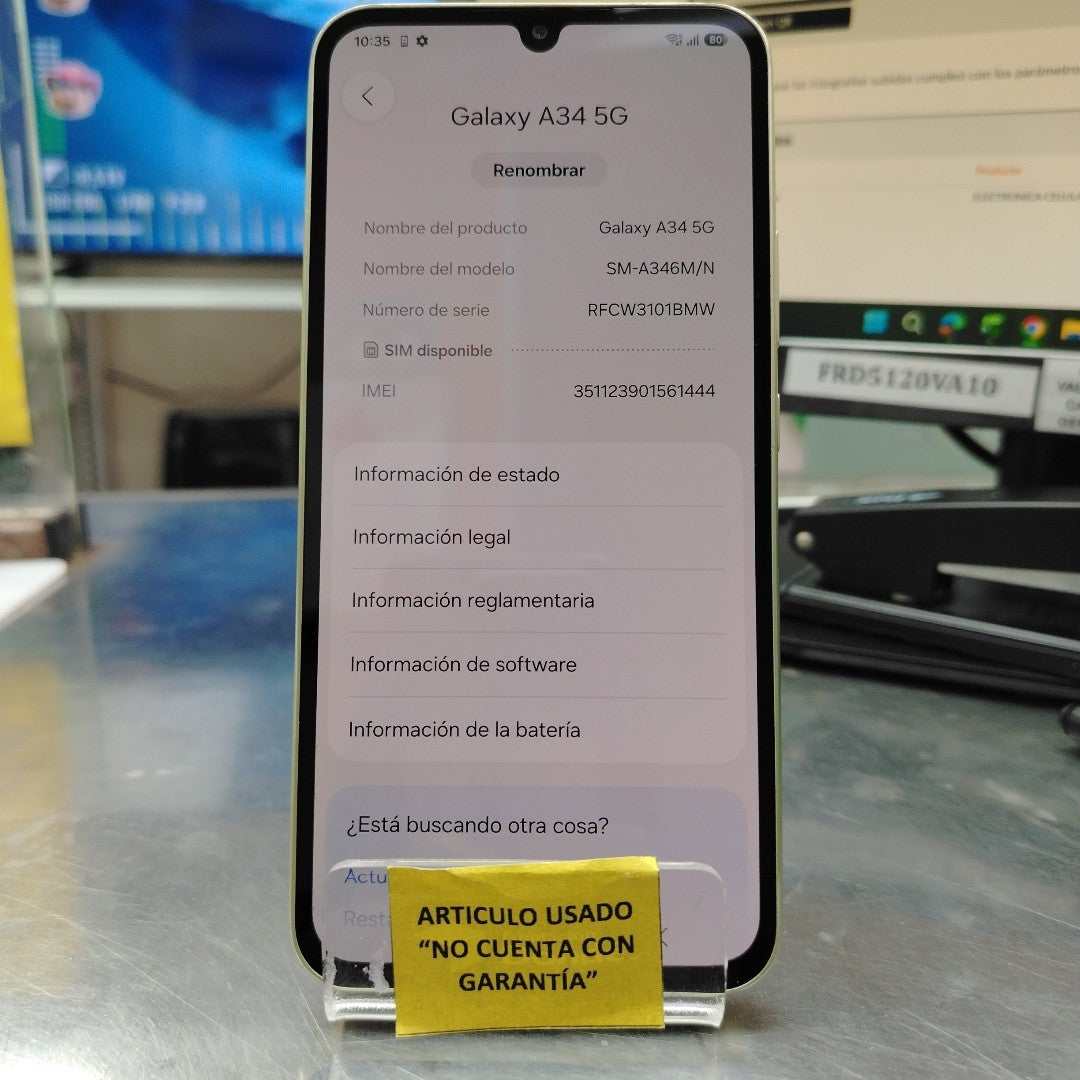 CELULAR SAMSUNG GALAXY A34 5G SM-A346M/N 128 GB 6 GB RAM (SEMINUEVO)