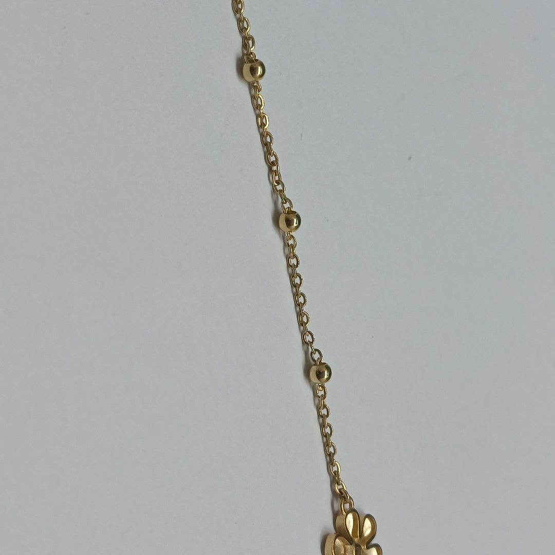 PULSERA TEJIDO ESPECIAL FLOR CON CIRCONIA 14K 18 CM 2.5 GR (NUEVO)