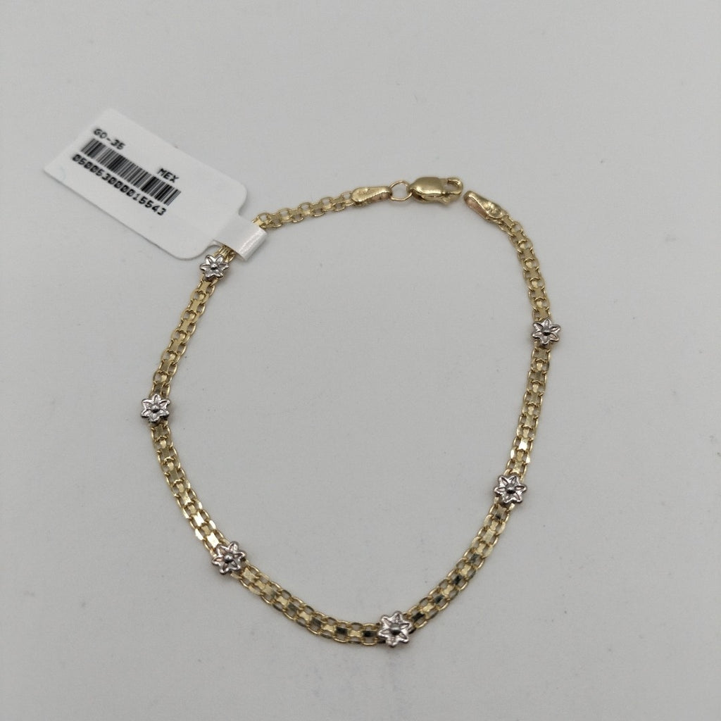 PULSERA ESPECIAL C FLORES 14K 18 CM 2.9 GR (NUEVO)