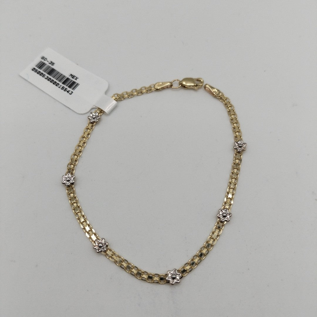 PULSERA ESPECIAL C FLORES 14K 18 CM 2.9 GR (NUEVO)
