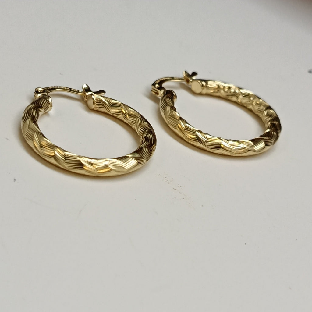 ARETES TEJIDO ARRACADA LABRADA 14K 2.6 GR (NUEVO)