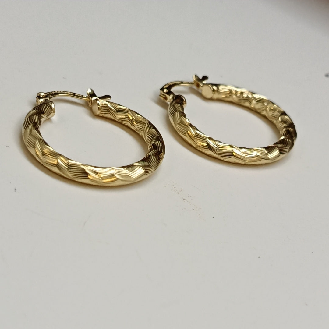 ARETES TEJIDO ARRACADA LABRADA 14K 2.6 GR (NUEVO)