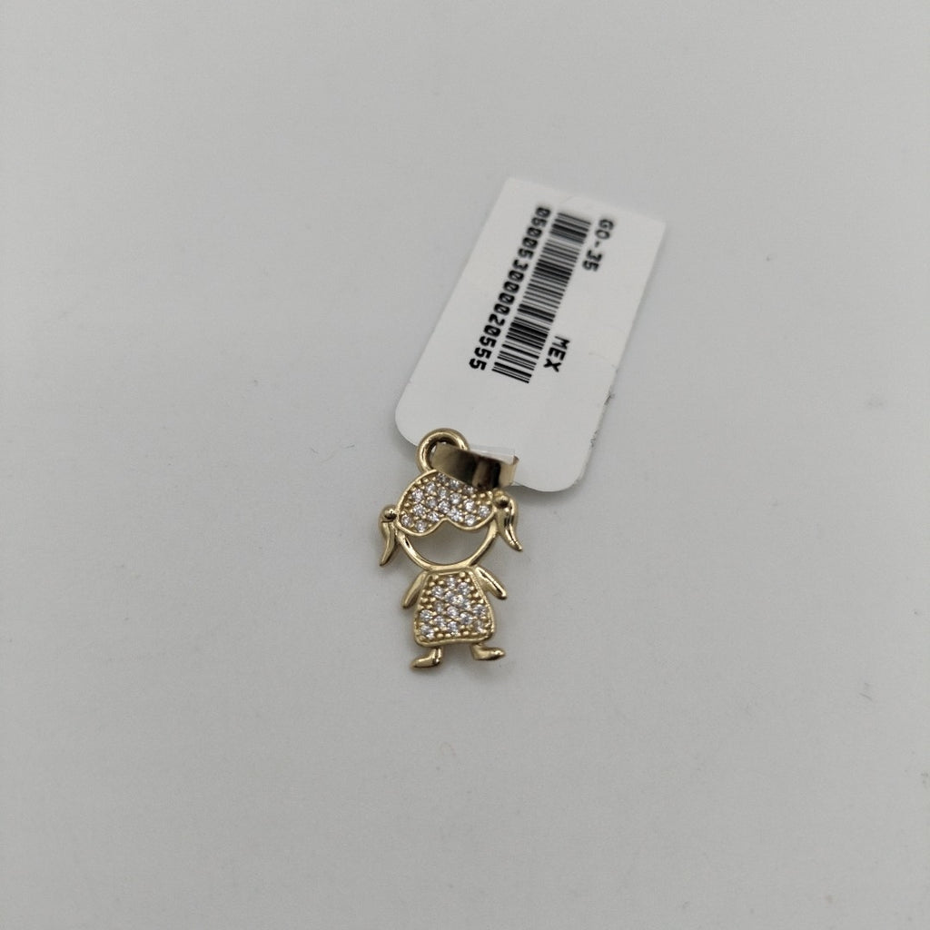 DIJE TEJIDO NIÑA CON CIRCONIAS 14K 0.9 GR (NUEVO)