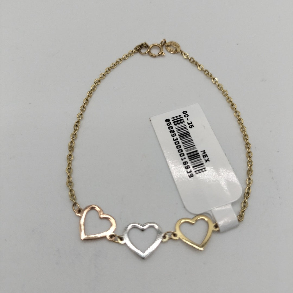 PULSERA ESPECIAL CON CORAZONES 14K 18 CM 1.4 GR (NUEVO)