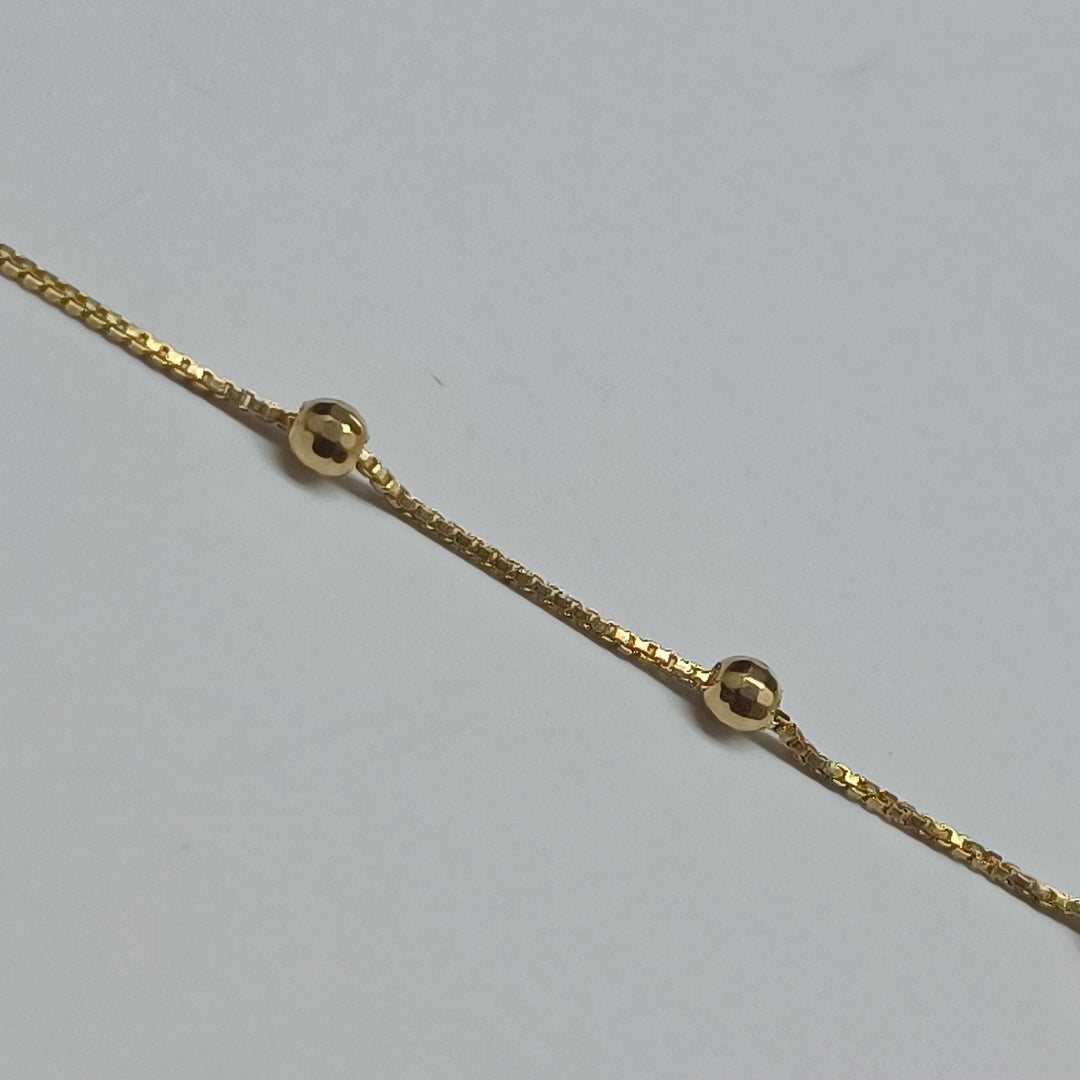PULSERA ESPECIAL CON BOLITAS 14K 18 CM 1.5 GR (NUEVO)
