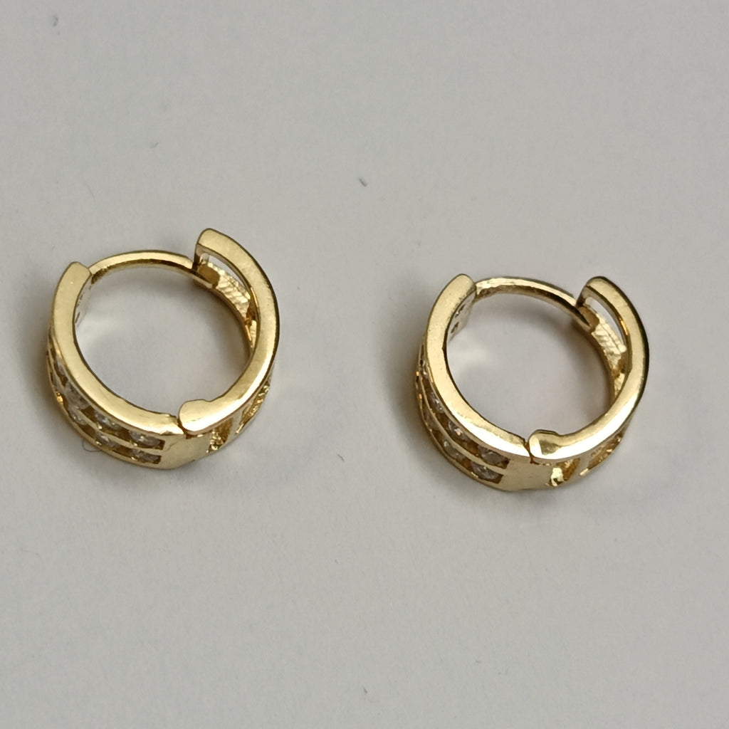 ARETES HUGGIES C CIRCONIAS 14K 1.7 GR (NUEVO)
