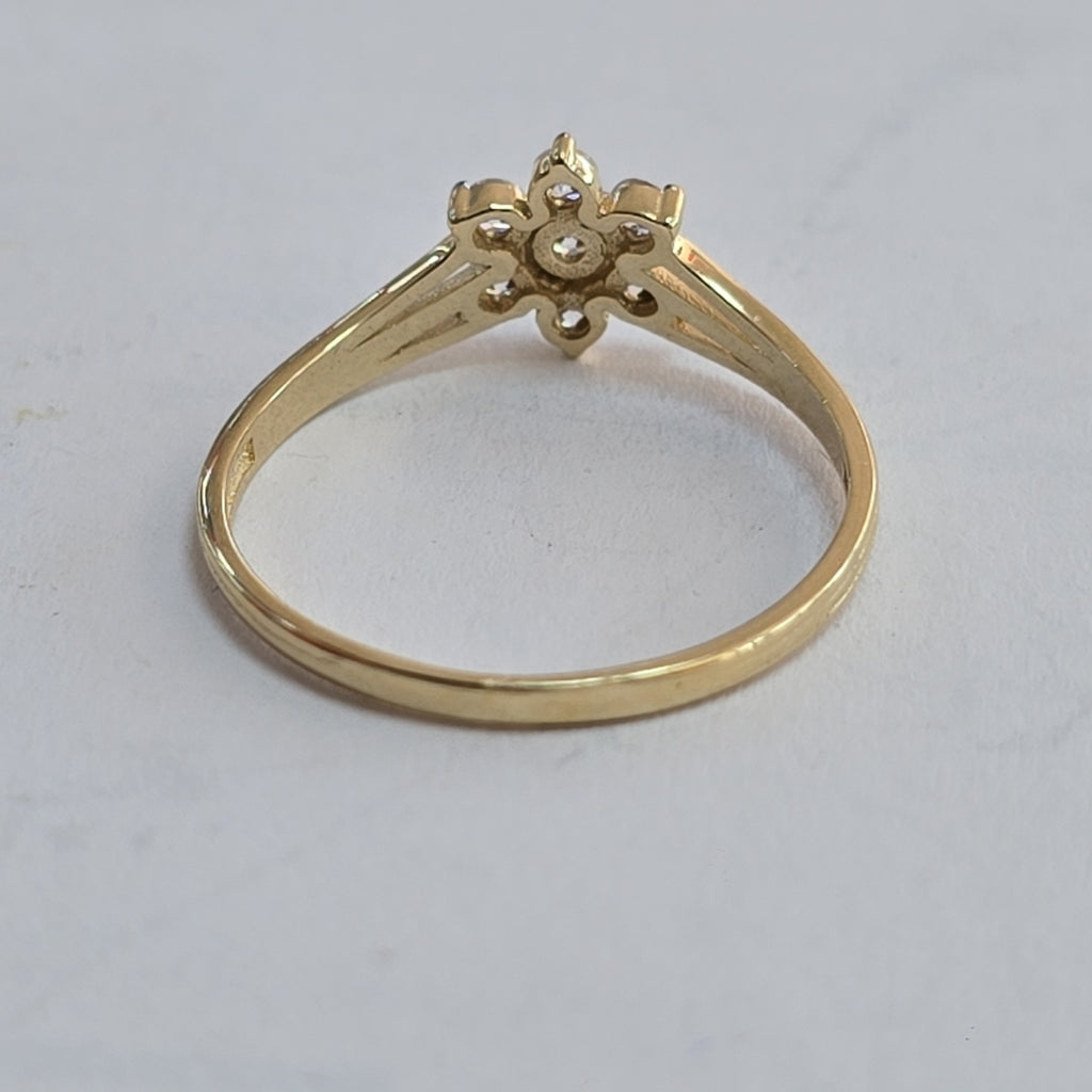 ANILLO ANILLITO FLOR C CIRCONIAS 14K 8 TALLA 1.4 GR (NUEVO)