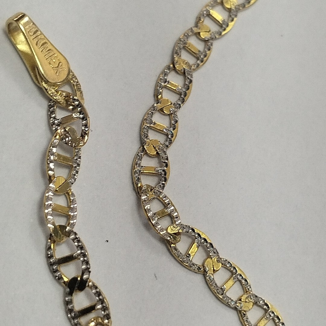 CADENAS TEJIDO GUCHI DIAMANTADO ORO 10K 55 CM 3.9 GR (NUEVO)