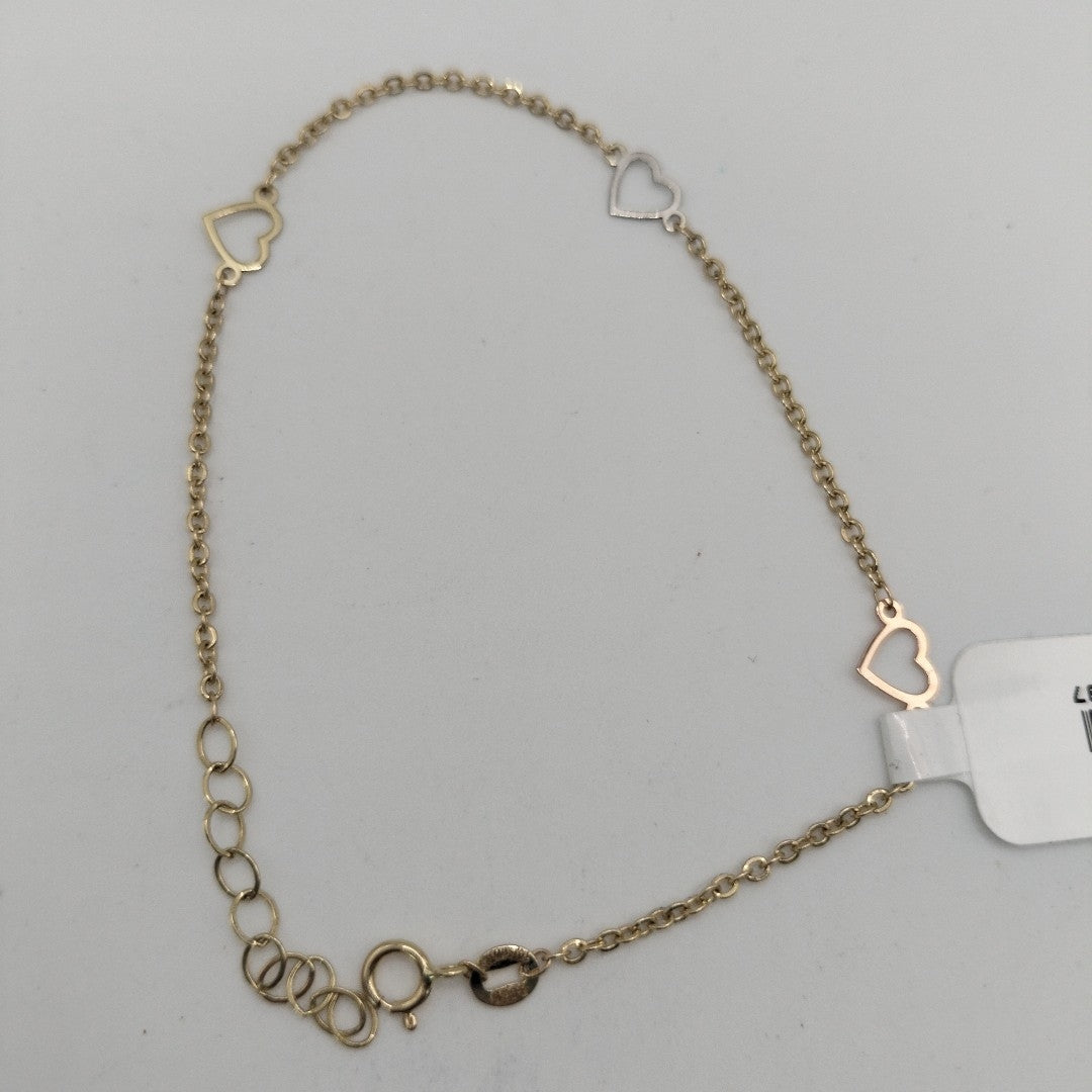 PULSERA ESPECIAL CON CORAZONES 10K 18 CM 1.2 GR (NUEVO)