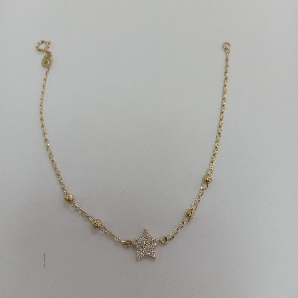 PULSERA ESPECIAL CON ESTRELLA Y CIRCONIAS 14K 18 CM 1.5 GR (NUEVO)