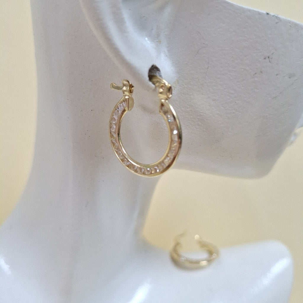 ARETES ARRACADAS CON CIRCONIAS 14K 2.3 GR (NUEVO)