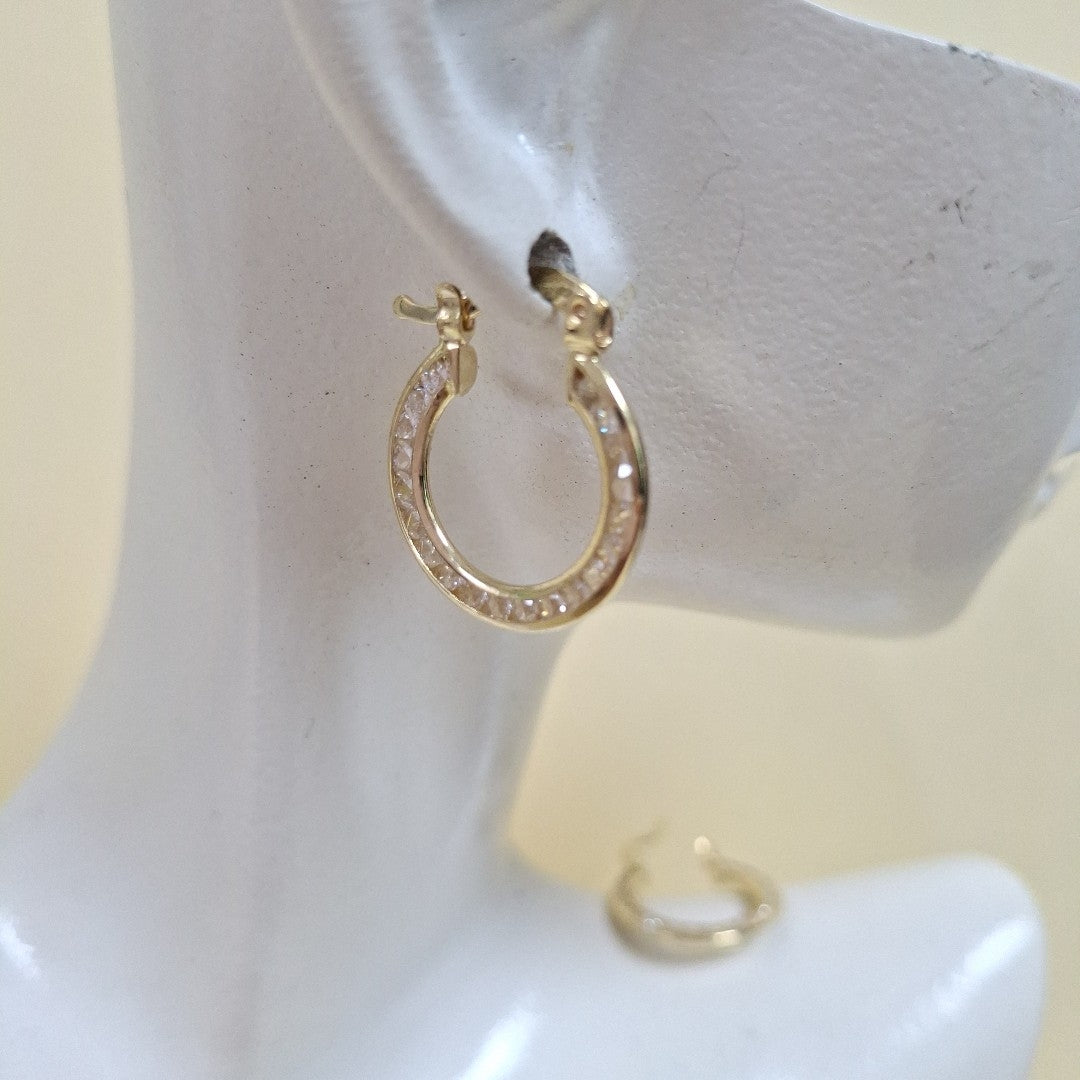 ARETES ARRACADAS CON CIRCONIAS 14K 2.3 GR (NUEVO)
