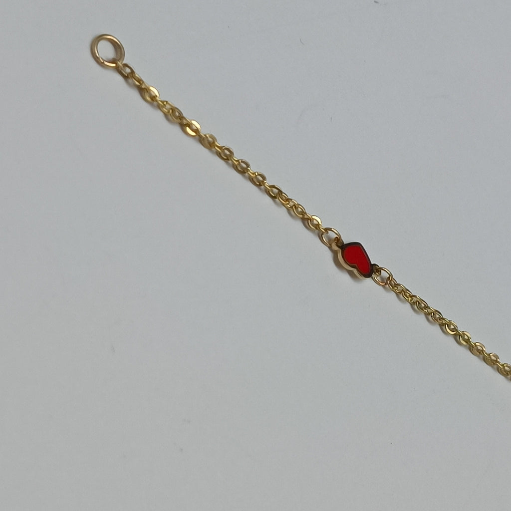 PULSERA ESPECIAL CON CORAZONES 14K 18 CM 1.4 GR (NUEVO)