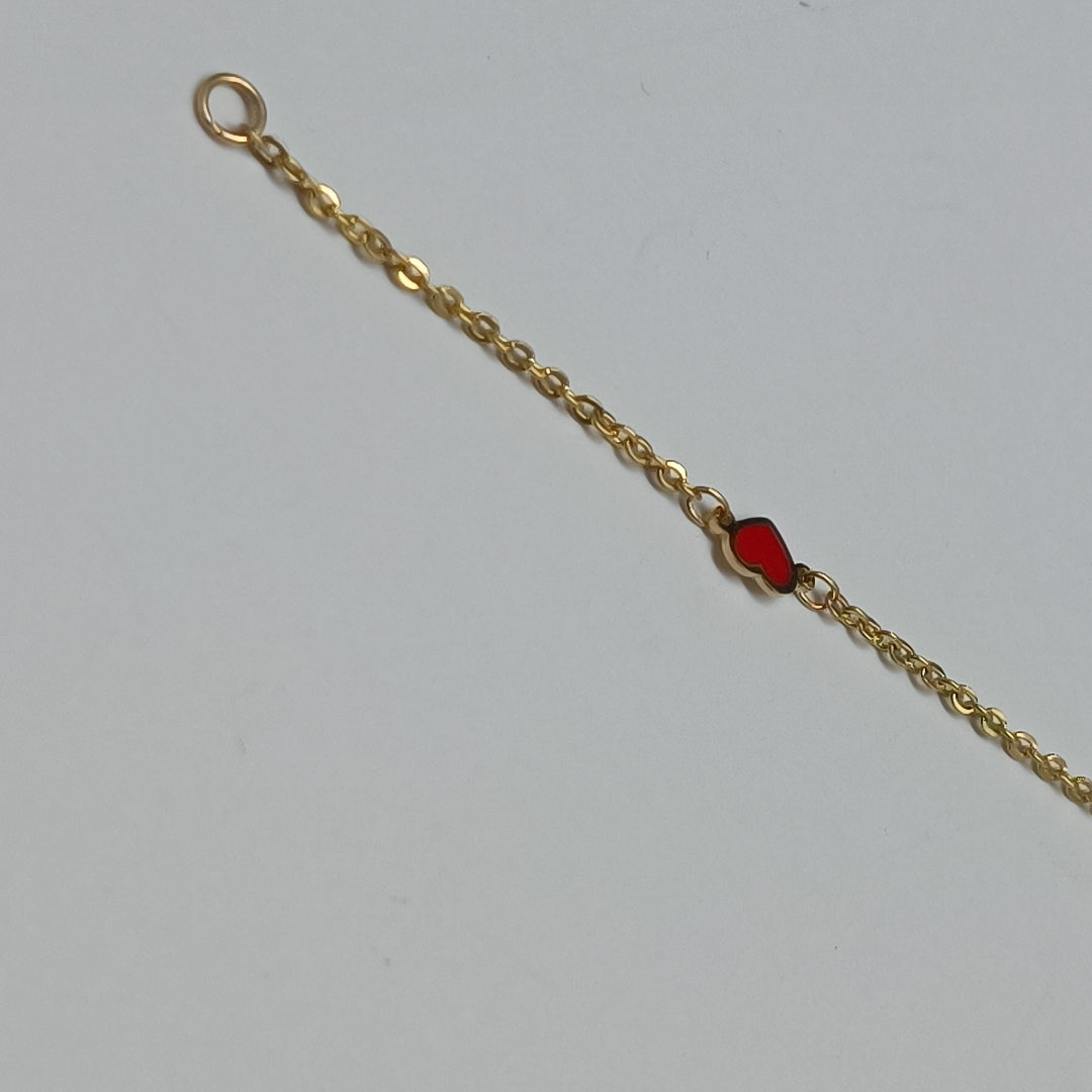 PULSERA ESPECIAL CON CORAZONES 14K 18 CM 1.4 GR (NUEVO)