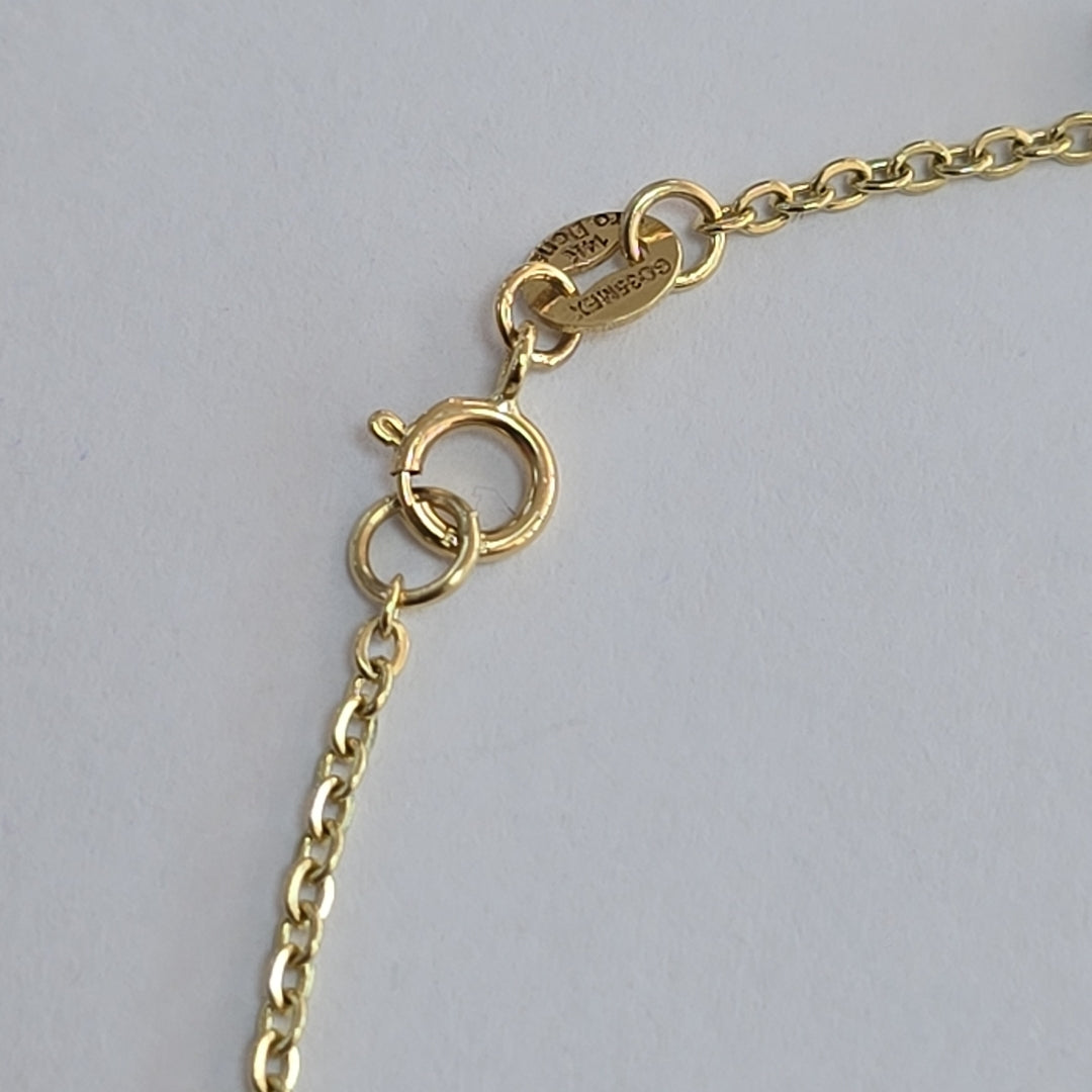 PULSERA ESPECIAL CON TREBOL 14K 18 CM 1.8 GR (NUEVO)
