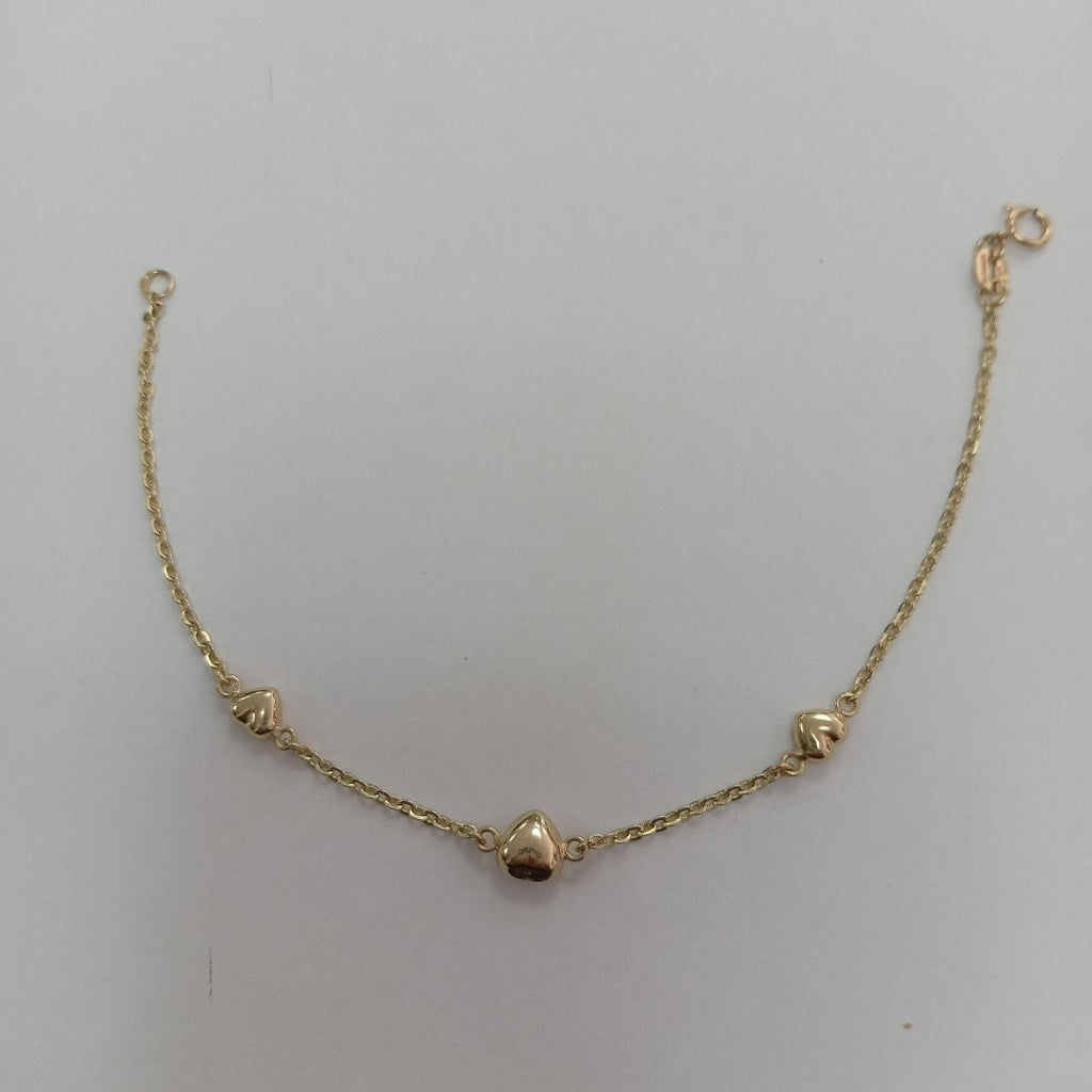 PULSERA TEJIDO ESPECIAL CON CORAZONES 14K 18 CM 1.7 GR (NUEVO)