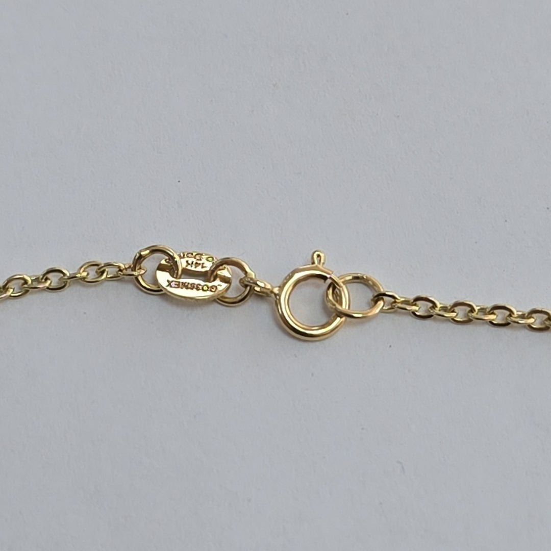 PULSERA ESPECIAL CON TREBOL 14K 18 CM 1.8 GR (NUEVO)