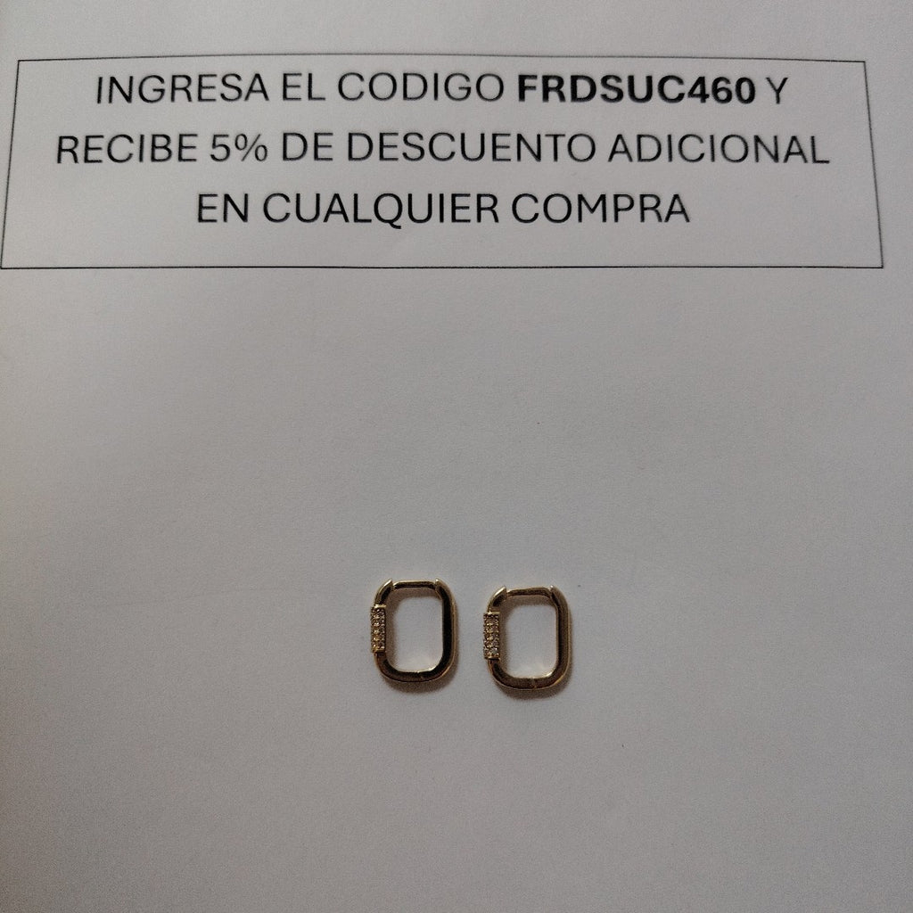 ARETES HUGGIES OVALADA C CIRCONIAS 14K 2.5 GR (NUEVO)