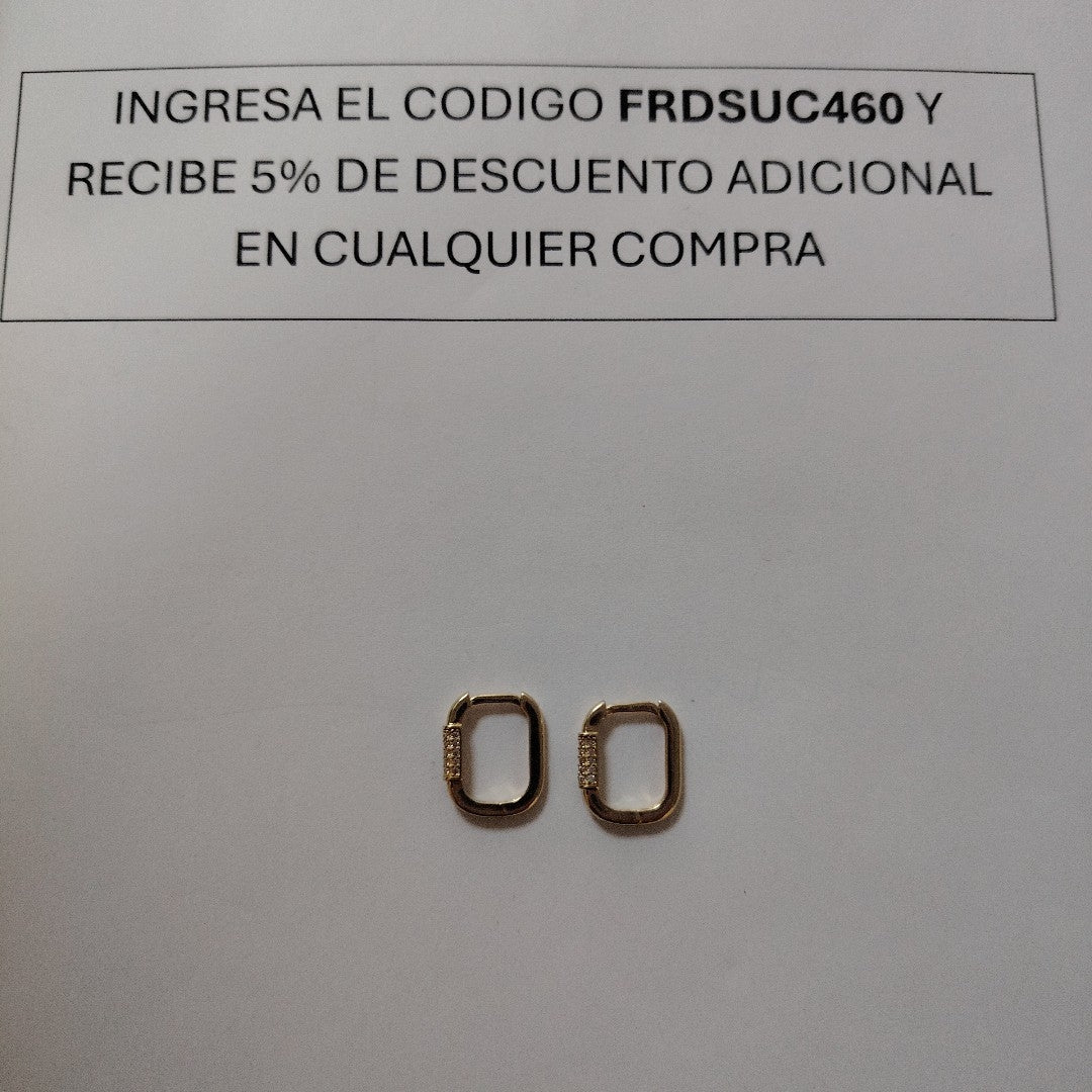 ARETES HUGGIES OVALADA C CIRCONIAS 14K 2.5 GR (NUEVO)