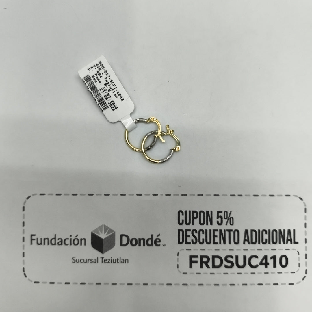 ARETES ARRACADAS COMBINADAS 14K 1.2 GR (NUEVO)